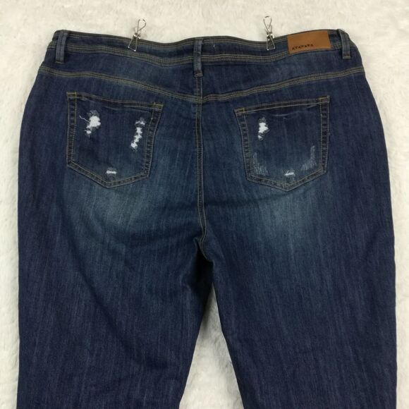 Dollhouse Womens Jeans Cropped Denim Blue Destroyed Distressed Whiskered Plus 24 - Picture 4 of 11